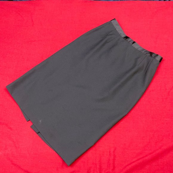 Vintage Black Pencil Women's Skirt Satin Style Lining & Band Jones Nine West 12 - Picture 5 of 9